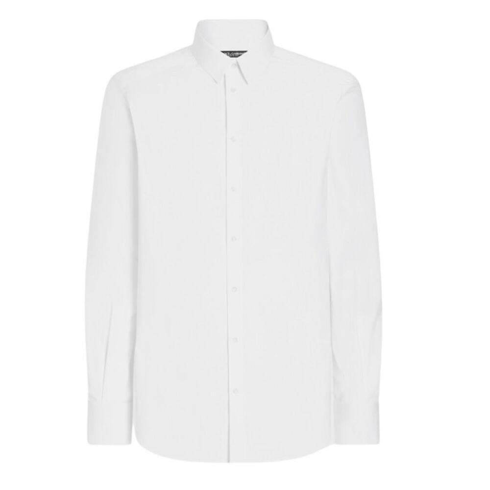 Dolce & Gabbana White Stretch Poplin Gold-Fit Shirt size M Slim Fit Dress Shirt
